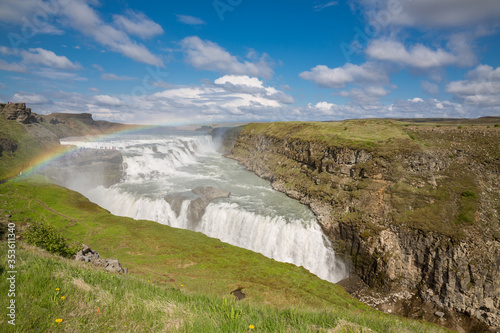 Fototapeta Naklejka Na Ścianę i Meble -  Waterfall Gullfoss and rainbow, Iceland