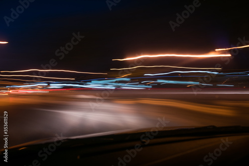 Traffic in night Shutter Bulb Line light Blur Attract Background 