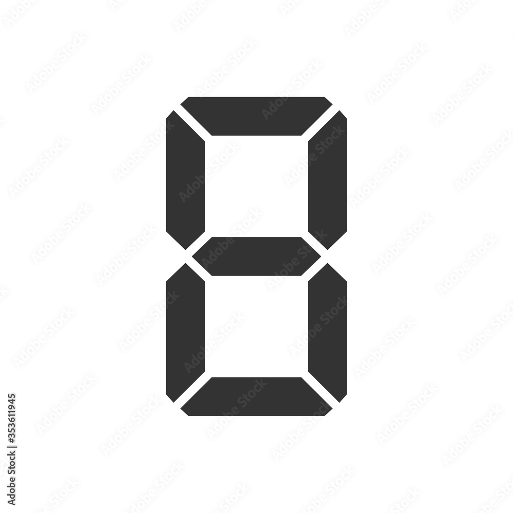 Digital clock number 8. Led digit 8. Eight. Electronic figures. Vector illustration. Digital clock number 8. Led digit 8. Eight. Electronic figures. Vector illustration.