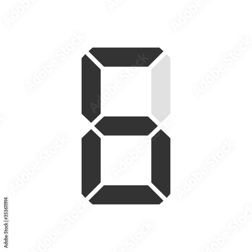 Digital clock number 6. Led digit 6. Six.  Electronic figures. Vector illustration.
