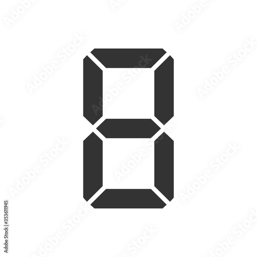 Digital clock number 8. Led digit 8. Eight.  Electronic figures. Vector illustration.