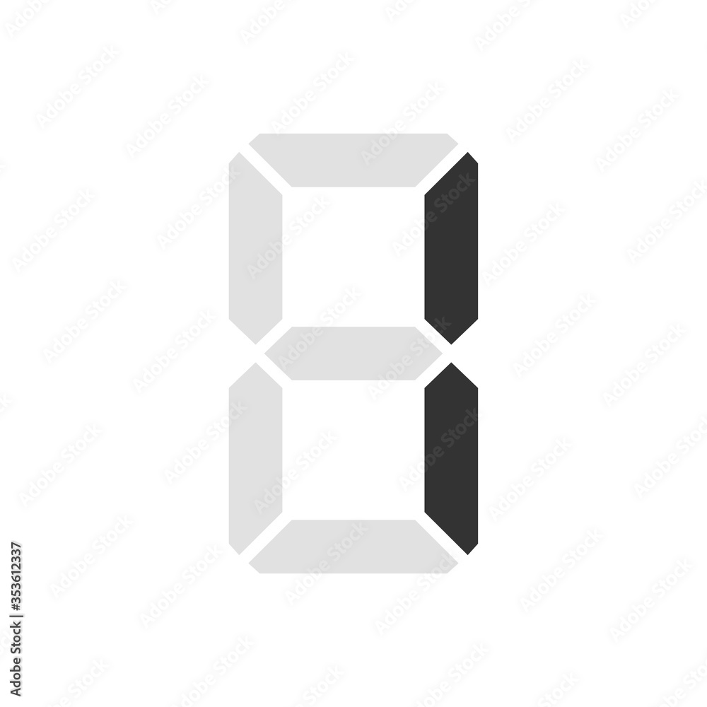 Digital clock number 1. Led digit 1. One. Electronic figures. Vector illustration. Digital clock number 1. Led digit 1. One. Electronic figures. Vector illustration.