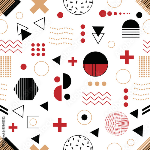 Vector geometric pattern in the Memphis style. Patterns and background in bauhaus style for your design. Design 80-90. Vector illustration.