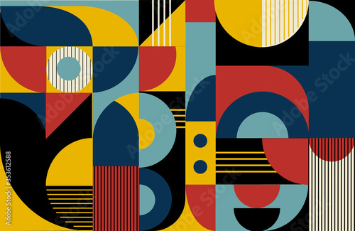 Abstract vector geometric background for your design. Bauhaus style.Vector illustration.