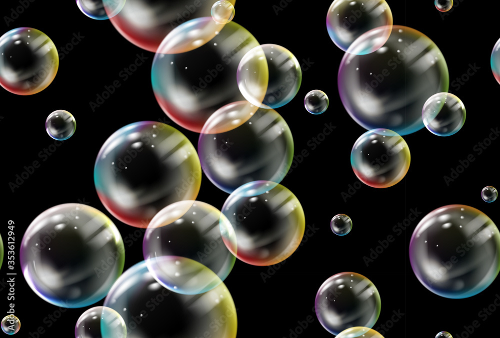 Soap bubbles seamless pattern. Vector