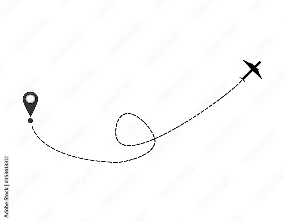 Fototapeta premium Plane and track icon on a white background