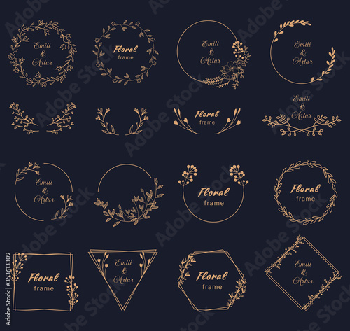 Vector floral hand draw  constructor. Floral elements for your design. Frames, dividers.