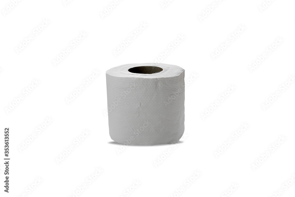 A white tissue paper roll with a cut out is a clean white background for cleaning inside the house or bathroom separately on the isolated white background with clipping path A white tissue paper roll with a cut out is a clean white background for cleaning inside the house or bathroom separately on the isolated white background with clipping path