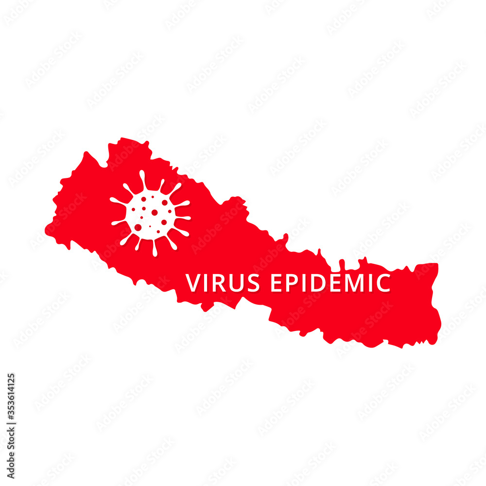 Nepal Virus Epidemic country of Asia, Asian map illustration, vector isolated on white background Nepal Virus Epidemic country of Asia, Asian map illustration, vector isolated on white background
