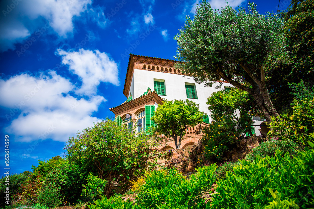 Spanish house on a hill with garden
