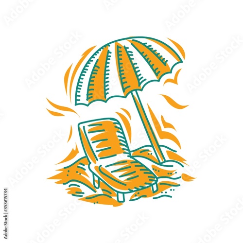 Beach umbrella with chair