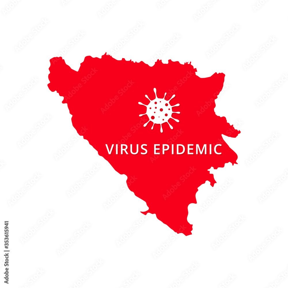 Naklejka premium Bosnia and Herzegovina Virus Epidemic country of Europe, European map illustration, vector isolated on white background