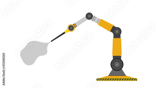 Robot spray paint. Industrial robotic arm. Modern industrial technology. Appliances for manufacturing enterprises. Isolated. Vector.