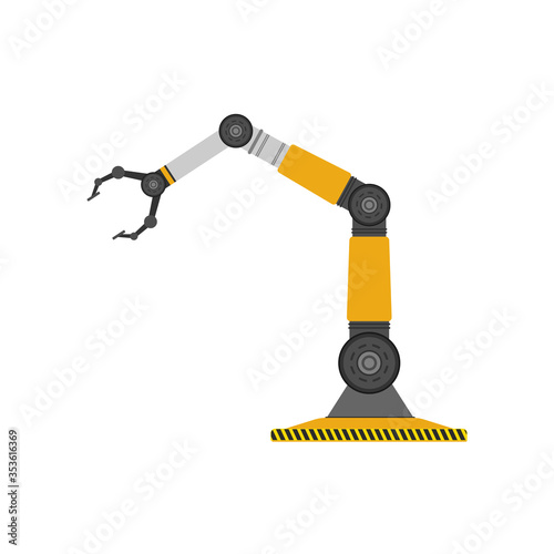 A mechanical robot with a tentacle. Industrial robot manipulator. Modern industrial technology. Appliances for manufacturing plants. Isolated. Vector.