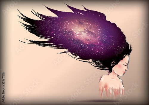 Woman with long hair