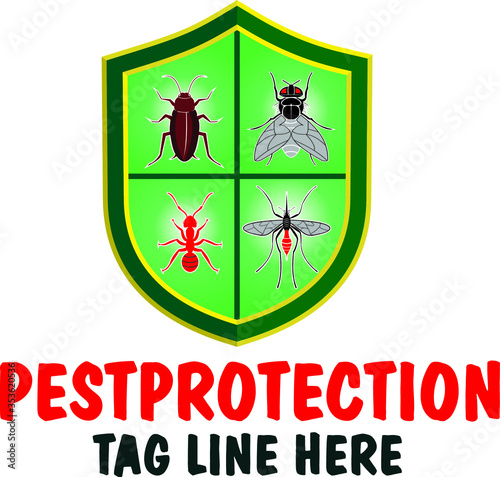  insecticide protection insect masqueto cockroach flies guard house home  vector logo design photo