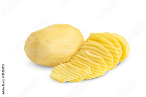 peeled potatoes isolated on white background