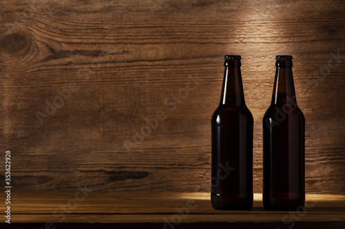 Close up of three beer bottles. Cold refreshment © Valerii Dekhtiarenko