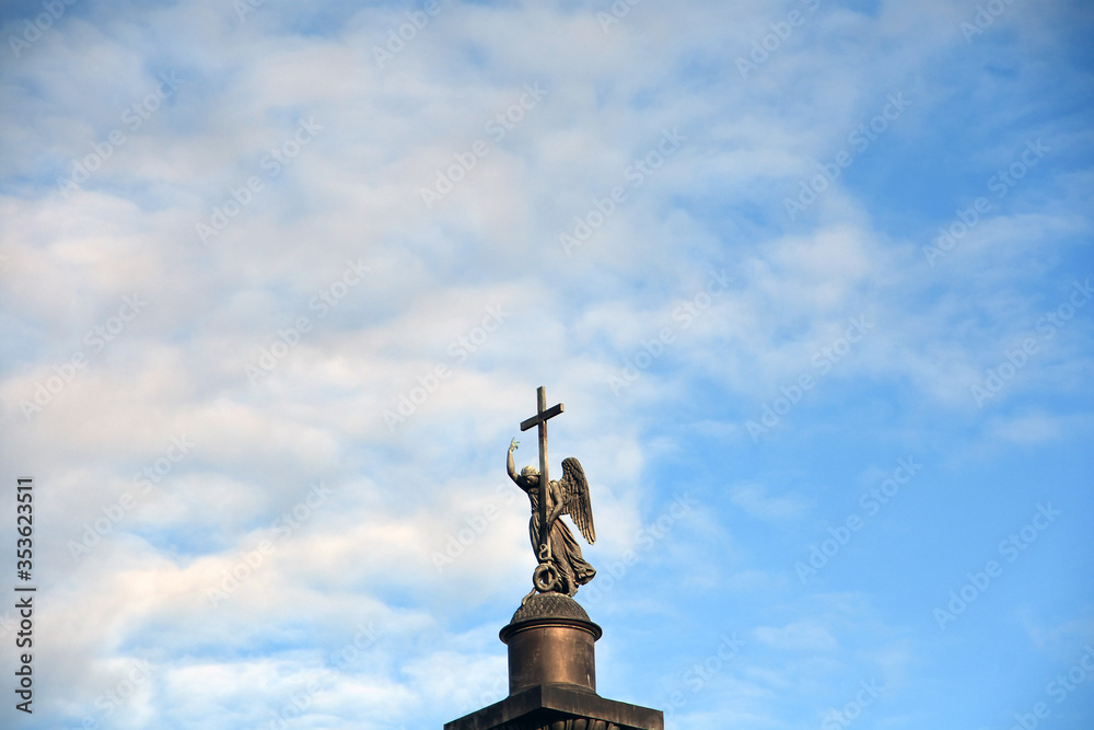 Fototapeta premium Statue of angel, Alexanders column in St petersburg, Russia