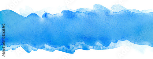 watercolor texture background strip blue watercolor. Detail with place for text.