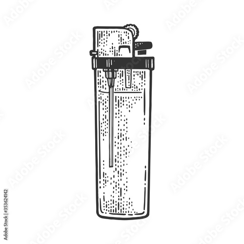 Gas Fire Lighter sketch engraving vector illustration. T-shirt apparel print design. Scratch board imitation. Black and white hand drawn image.
