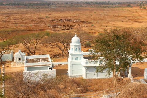 sky view of temple from hill near davangere photo