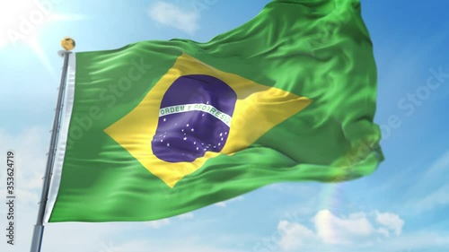 BRAZIL FLAG WITH WAVING AND LOOPING ANIMATION