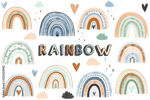 Vector illustration of the Boho rainbow collections set