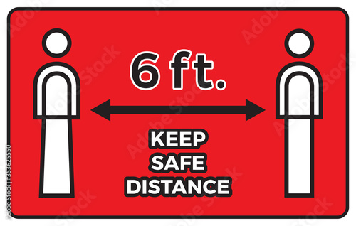 Coronavirus COVID-19 virus social distancing concept. Two human icon Stay six feet apart. Flat vector illustration