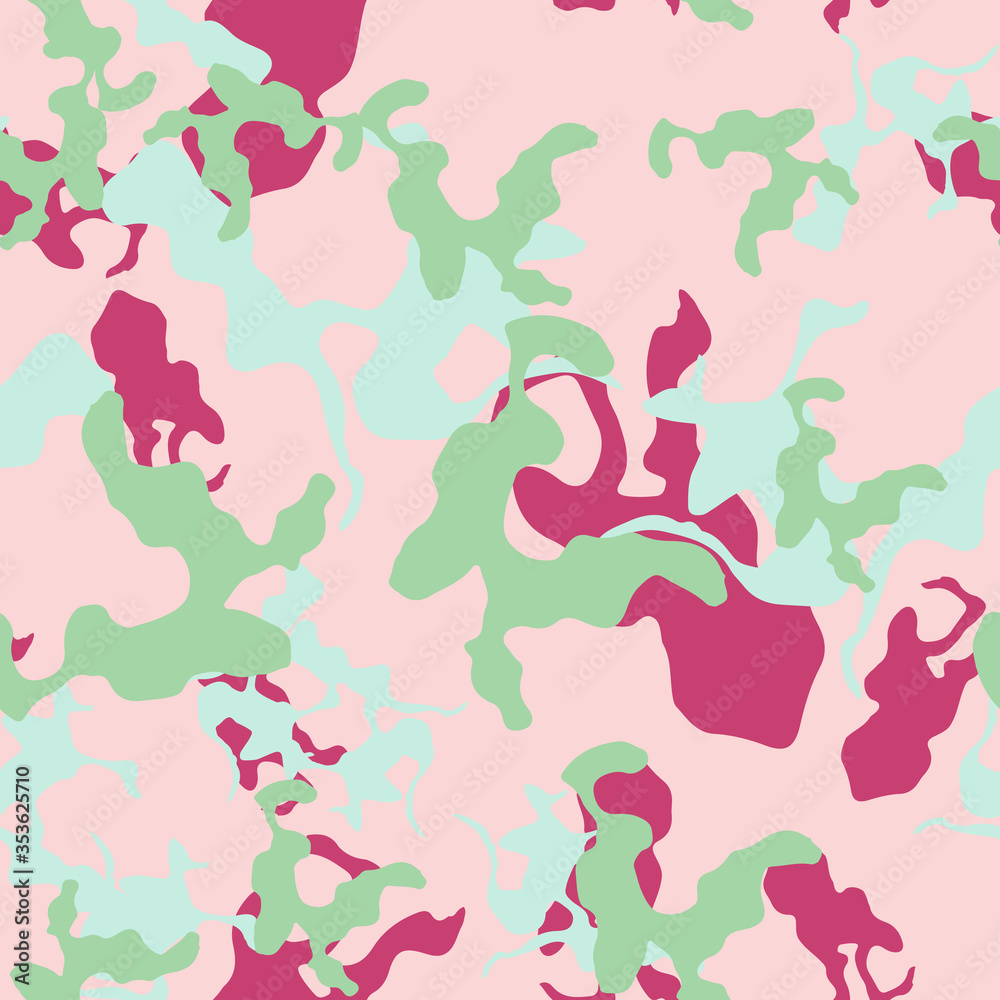 UFO camouflage of various shades of green, nude and red colors UFO camouflage of various shades of green, nude and red colors
