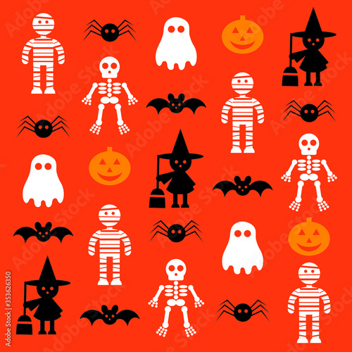 seamless halloween cartoon pattern