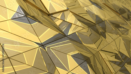 Abstract gold low poly background. Triangle linear geometric. Art deco style. Gold pattern