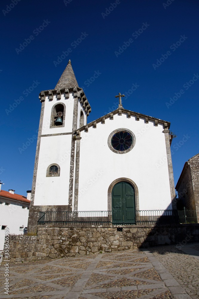 Facade of the church of Santa Maria de los Angeles in Valença do minho, Portugal, Europe.