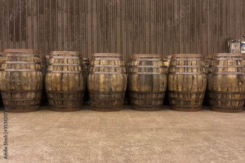 Row of barrels