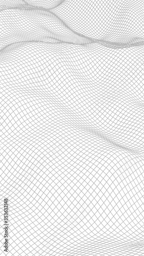 Abstract landscape on a white background. Cyberspace grid. hi tech network. 3d illustration