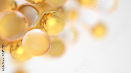 Abstract gold and glass spheres background. Beautiful wallpaper design.