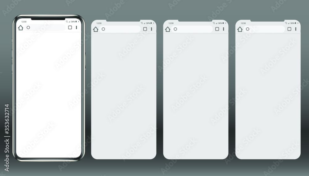 a smartphone with a browser window on the screen and additional carousel for placing your content. vector illustration a smartphone with a browser window on the screen and additional carousel for placing your content. vector illustration