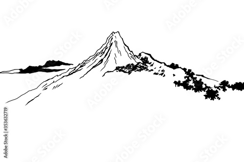 富士山・北斎・模写・塗り絵