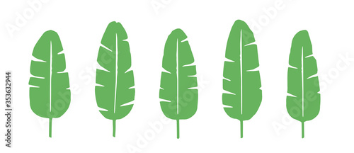 Tropical Banana Leaves Set - Vector Silhouette