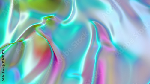 Fototapeta Naklejka Na Ścianę i Meble -  Abstract liquid lava. Trendy Aqua menthe neon waves background. Beautiful 3d render for card, banner, poster, wallpaper, web, print