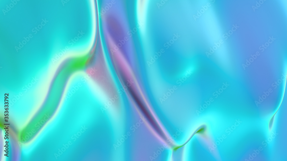 Obraz premium Abstract liquid lava. Trendy Aqua menthe neon waves background. Beautiful 3d render for card, banner, poster, wallpaper, web, print