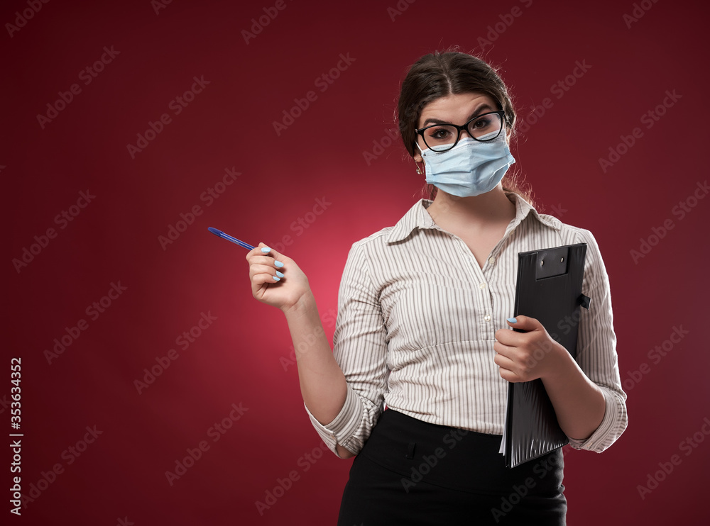 Businesswoman with face mask
