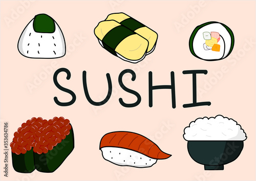 sushi set vector illustration