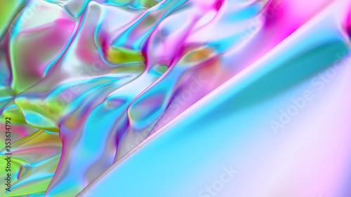 Abstract liquid lava. Trendy Aqua menthe neon waves background. Beautiful 3d render for card  banner  poster  wallpaper  web  print