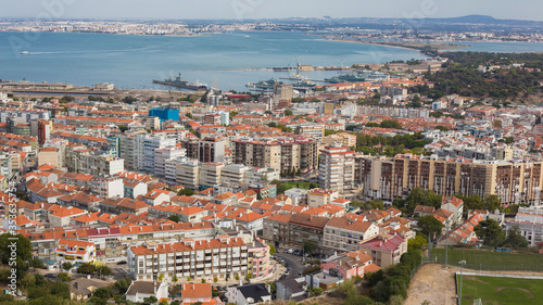 Fototapeta Naklejka Na Ścianę i Meble -  Aerial view of Almada municipality near Lisbon, Portugal
