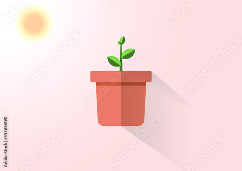 Young baby green plants growing in germination sequence on  with fertile soil. EPS 10 vector.