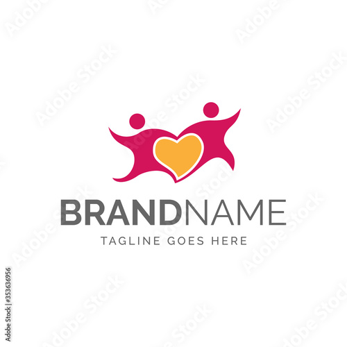 logo of modern abstract couple and heart