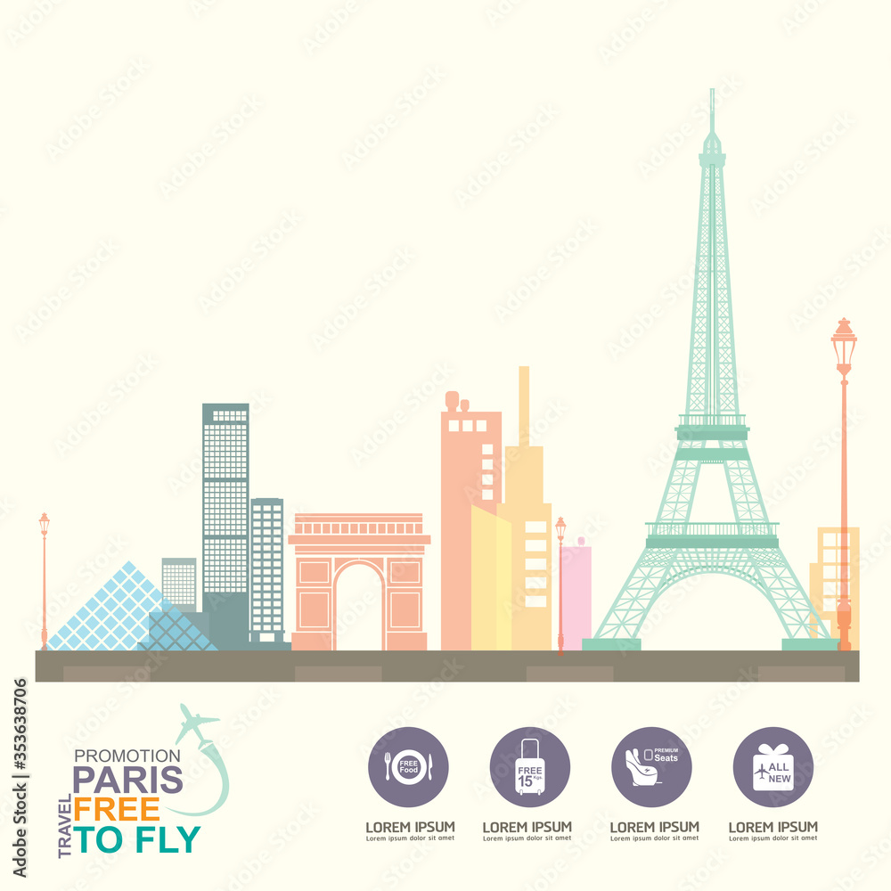 Fototapeta premium Airline Vector Concept Promotion Travel around the World
