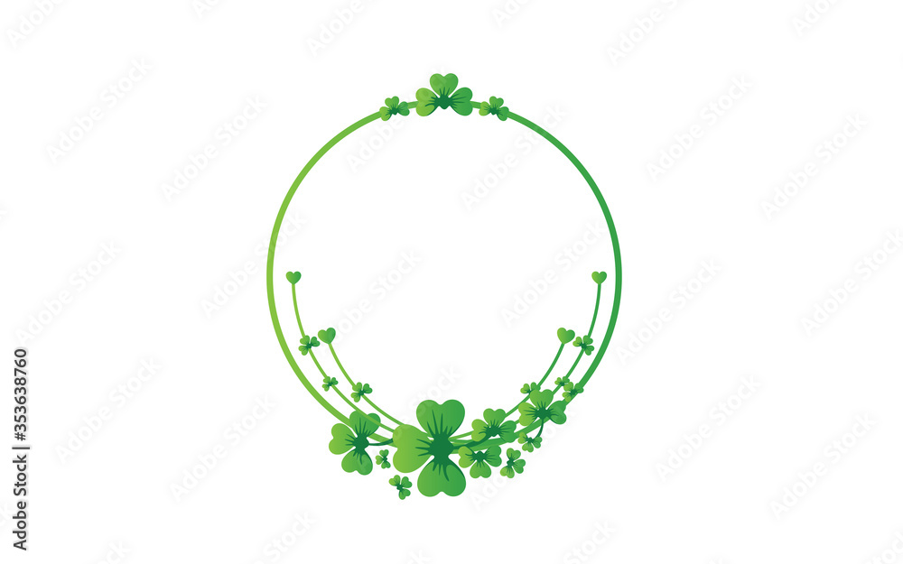 Circle frame of green clover leaf Circle frame of green clover leaf