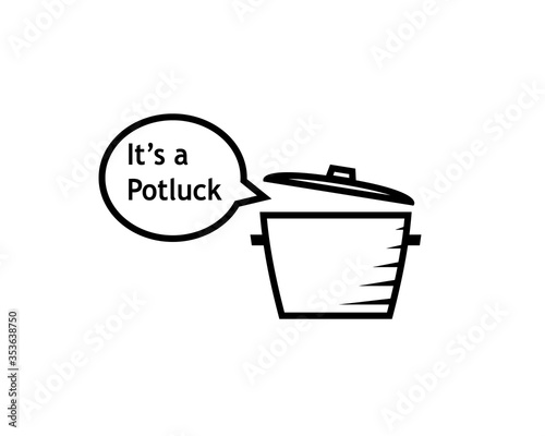 Potluck with speech bubble outline icon. Clipart image isolated on white background